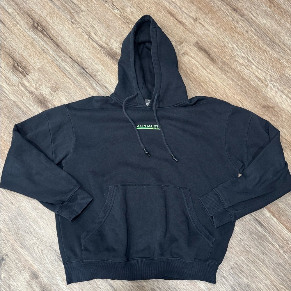 Alphalete Black Hoodie with Green Accent